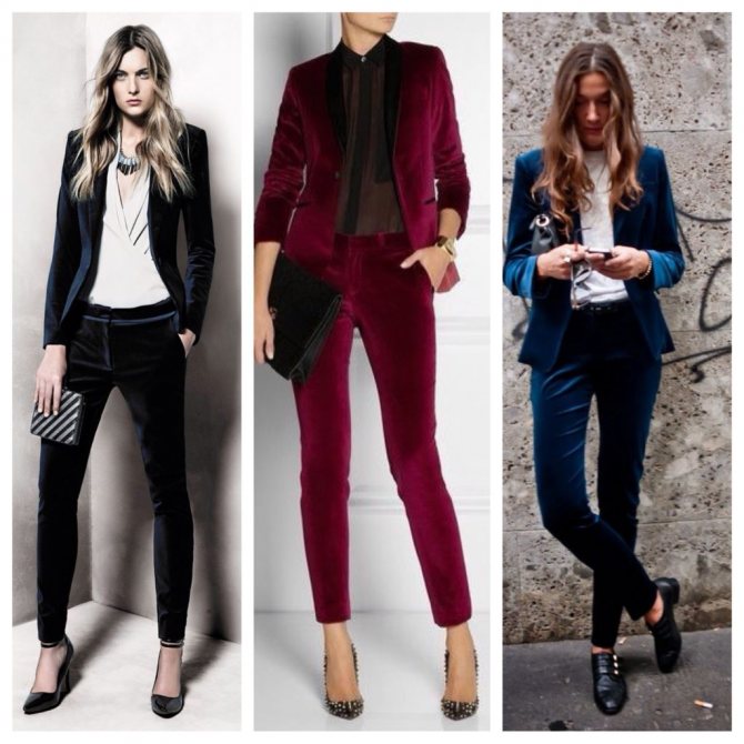 Бархатные брючные костюмы