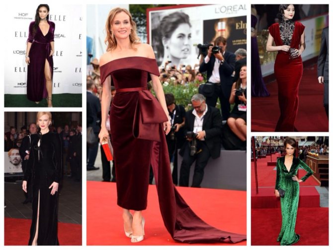 бархатные вечерние платья звезд