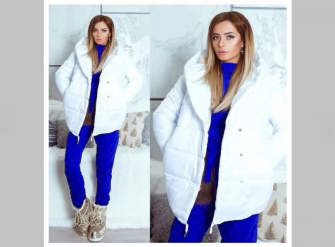 Белая куртка-зефирка с яркими вещами в образе